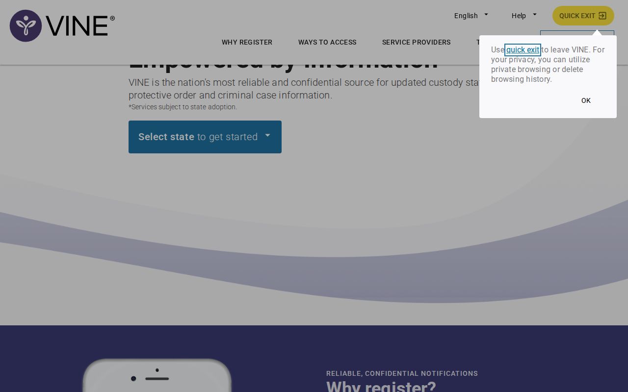 Morehouse Parish VINELink release check Louisiana selection screen
