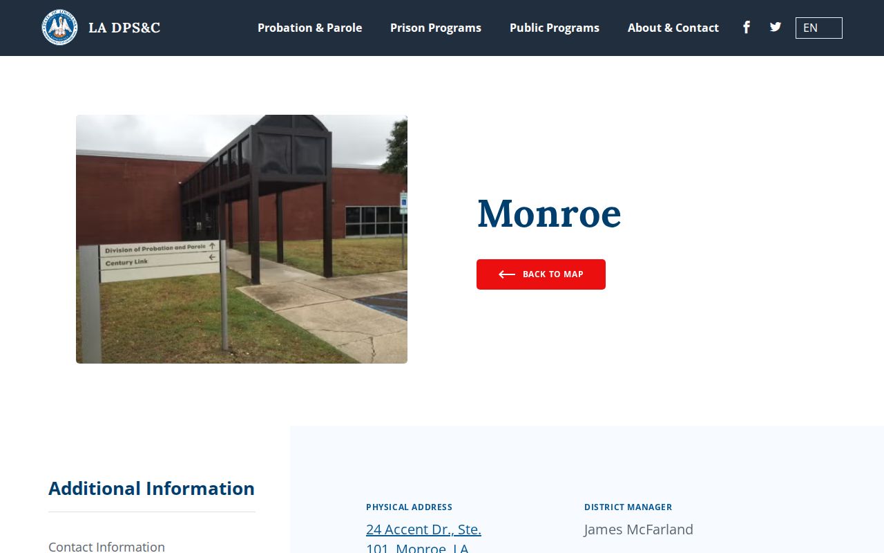 Morehouse Parish parole and probation Monroe District office details